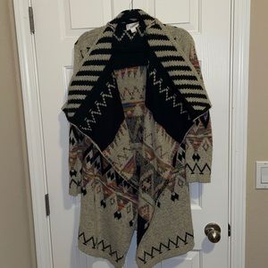 Native print long knit Kamana cardigan